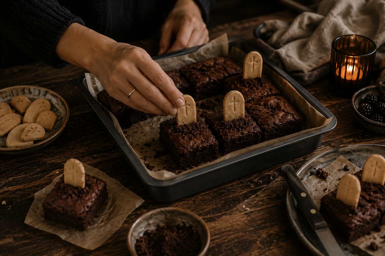 Kleine Brownie-Gräber für Halloween