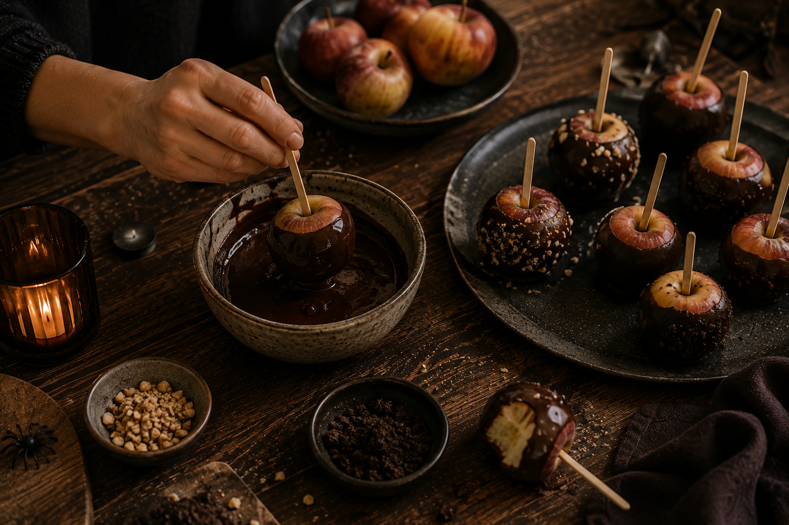 Schokoladenäpfel für Halloween