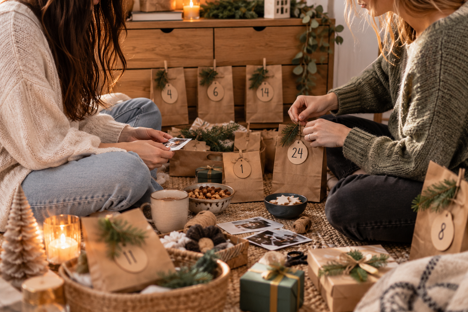 Persönlicher Adventskalender für die beste Freundin mit kleinen Geschenken und Erinnerungen