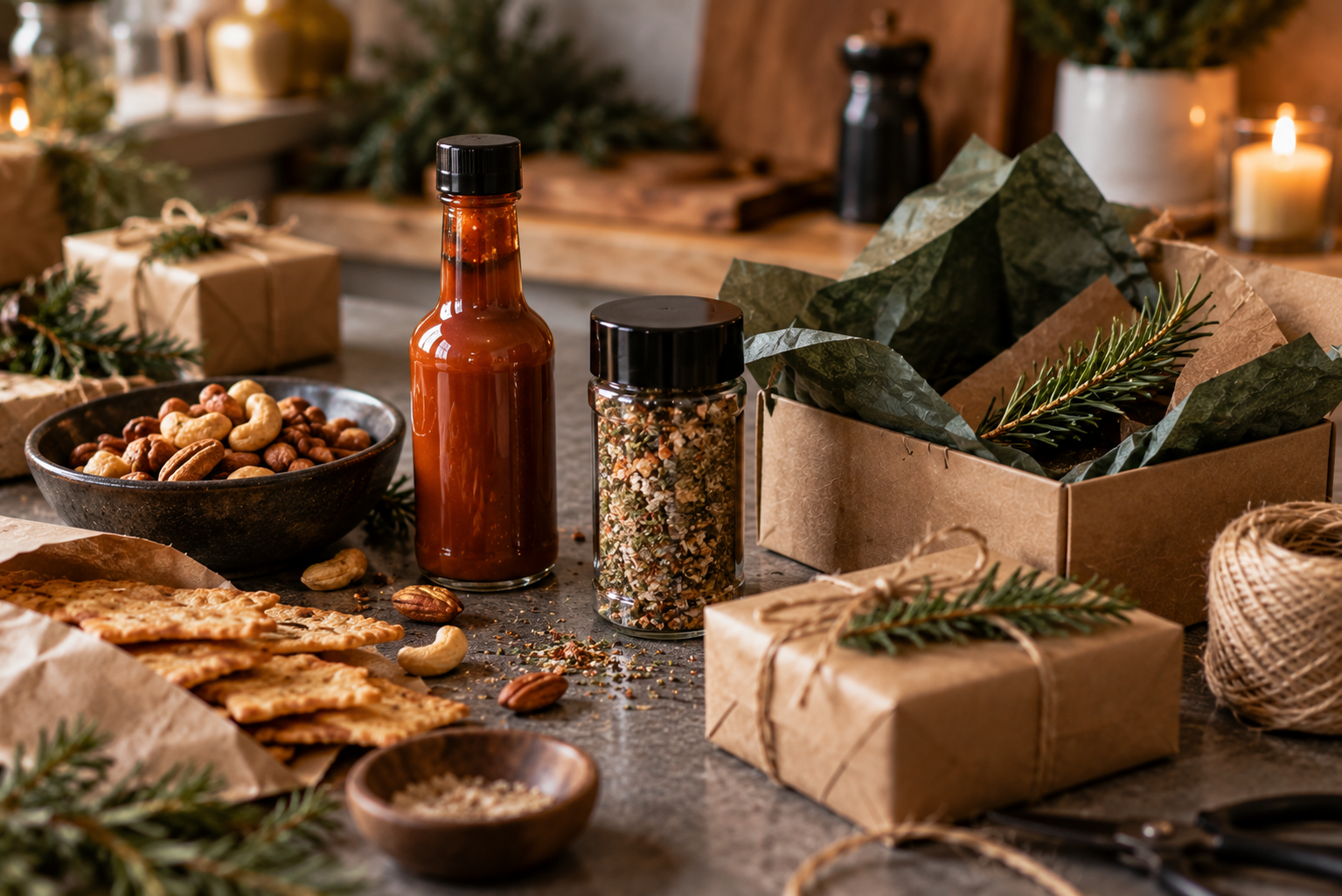 Gewürz, Sauce und Snack als kleine Adventskalender-Füllungen für Männer