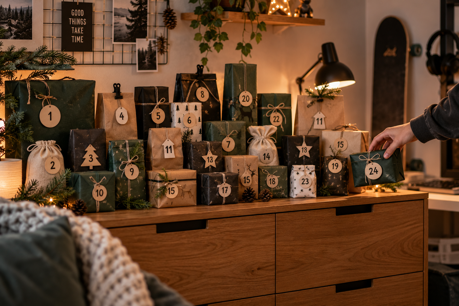 Selbst gefüllter Adventskalender für Teenager Jungs mit 24 kleinen Päckchen