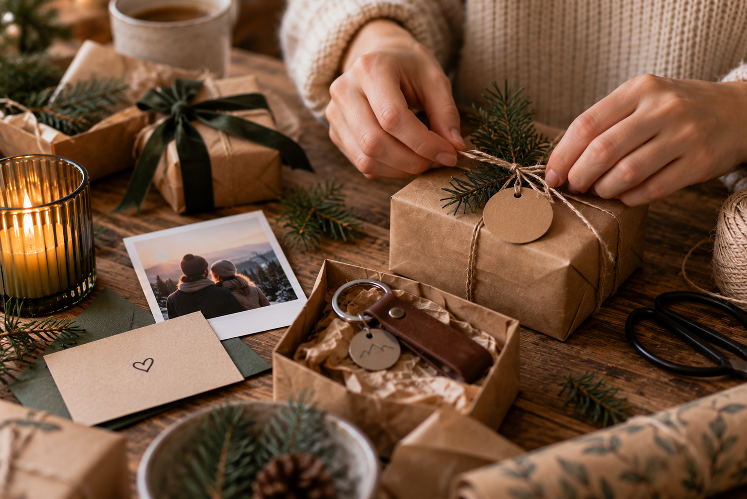 Foto, Schlüsselanhänger und persönliche Karte als Adventskalender-Füllung